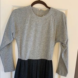 Grey and black color block sweater dress
